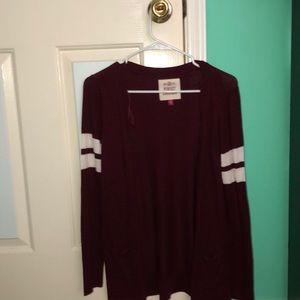 Maroon collegiate looking cardigan